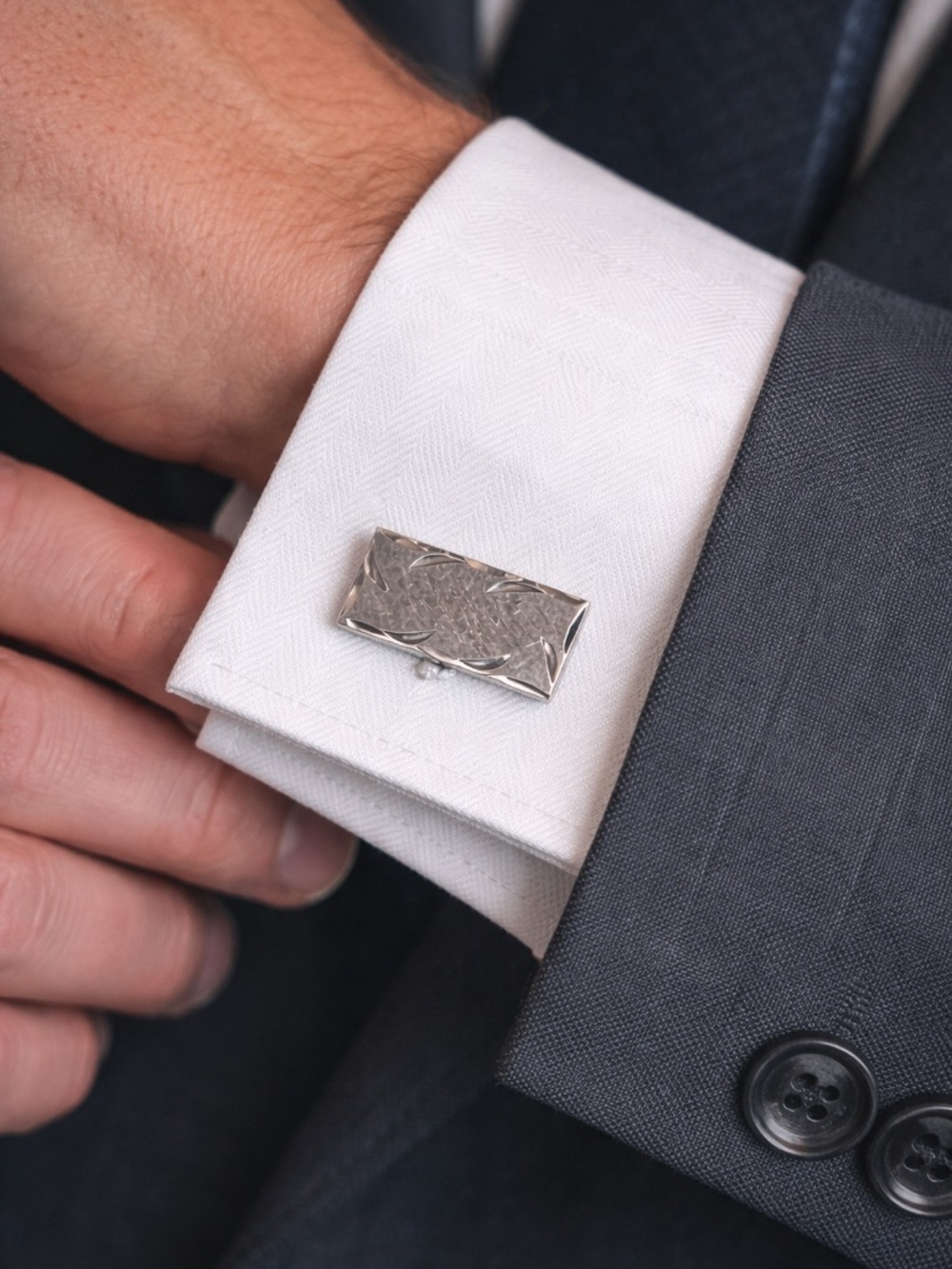 Vintage ANSON Sterling Silver Cufflinks Mid Century Modern